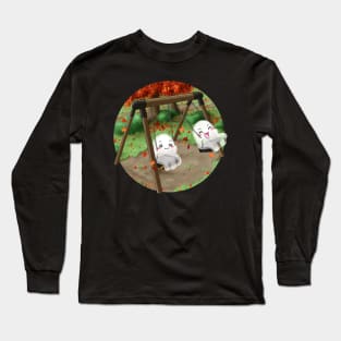 Kawaii Ghosts - Two ghosts swinging at the park Long Sleeve T-Shirt